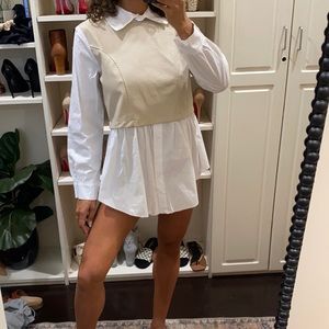 Faux Leather vested shirt